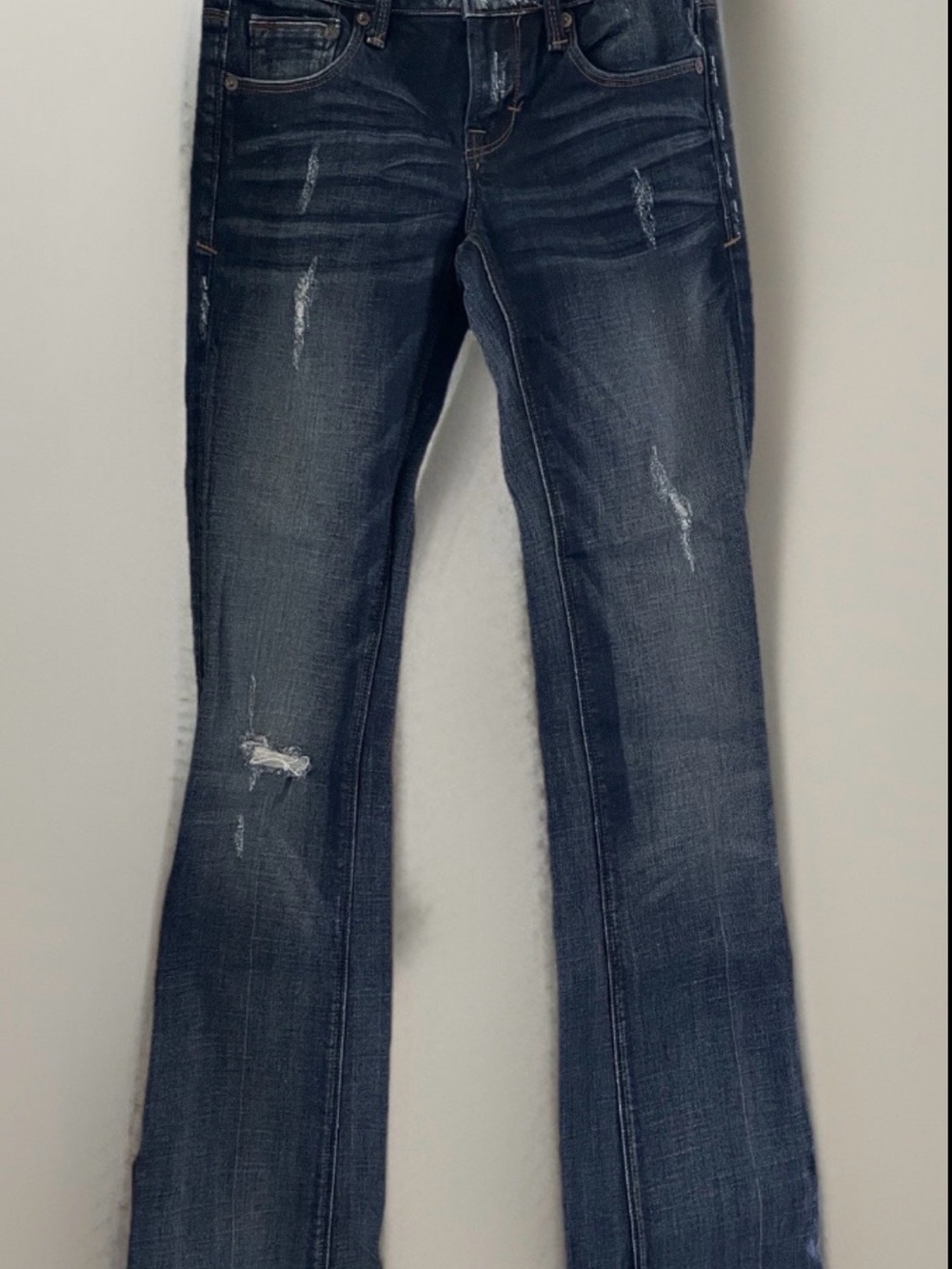 Cult of Individuality Dark Blue Distressed Flare Jeans Size 24